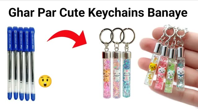 How to make Keychain from waste materials /Homemade glass keychain/DIY gift Keychain/Labubu Keychain